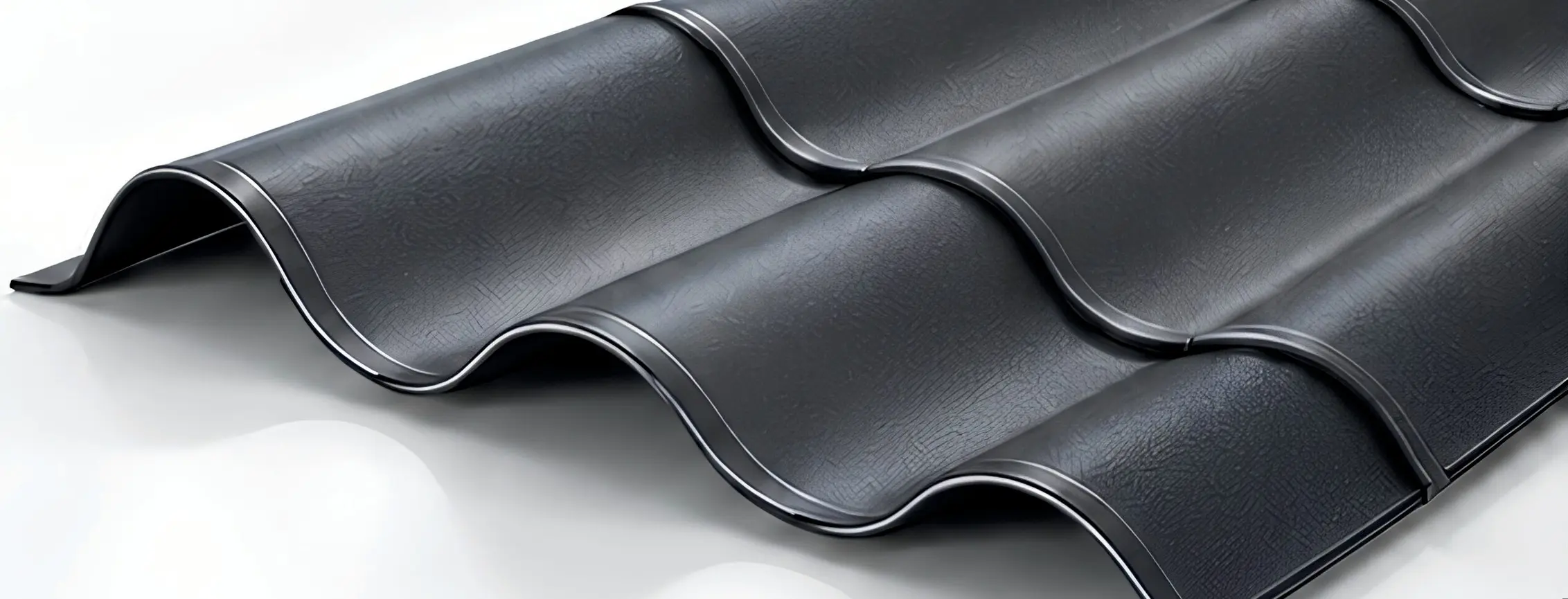 Dark grey German profile roofing sheet with deep rounded waves